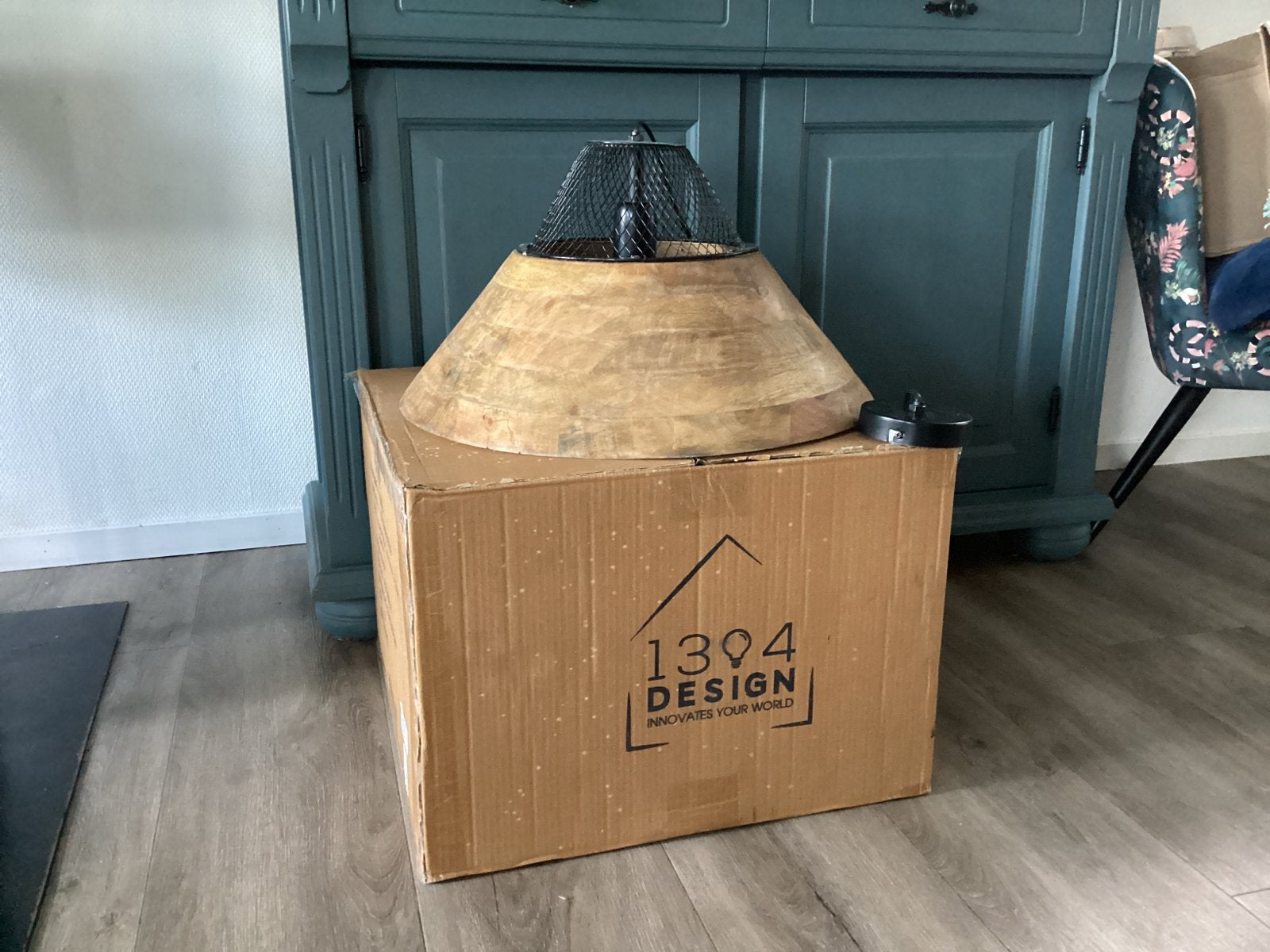 Hanglamp hout en metaal - 1304 Design, Ophalen of Verzenden, Nieuw, Hout