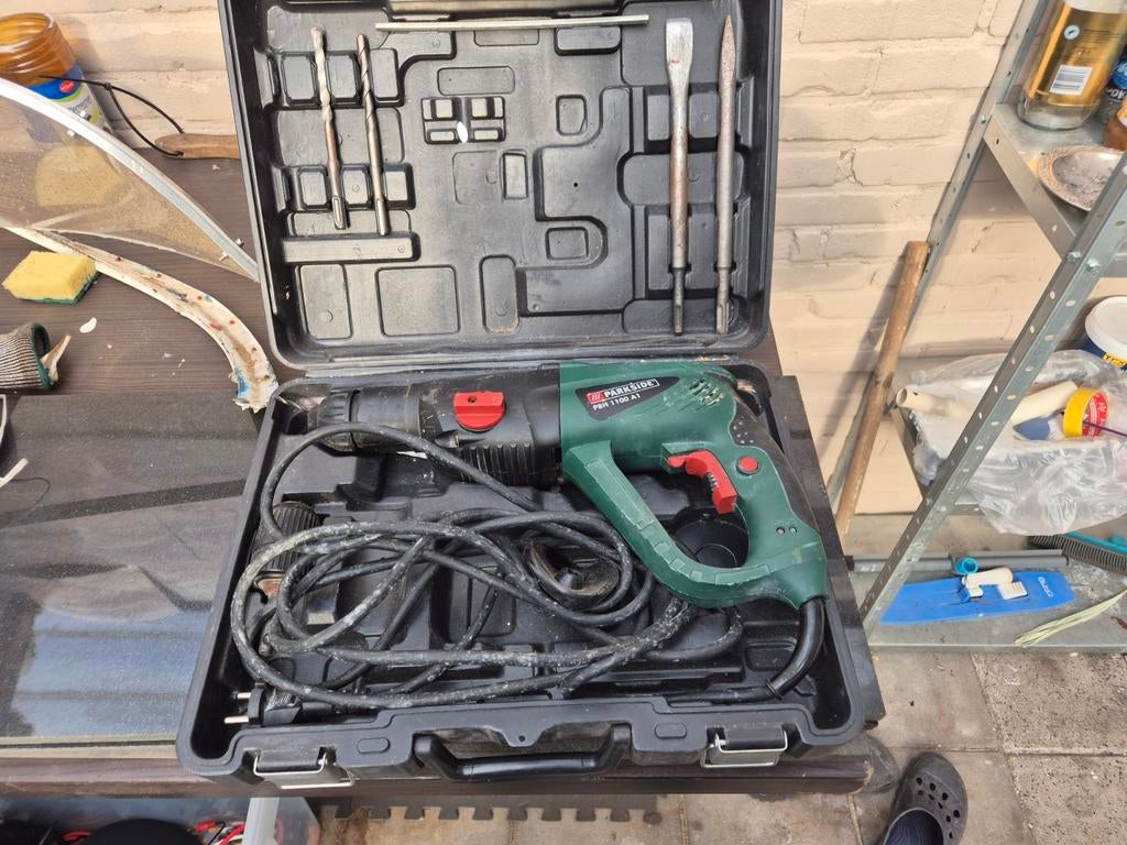 Parkside Klopboormachine PBH 1700 A1 met accessoires, Boor- en/of Breekhamer, Ophalen of Verzenden, Klopboormechanisme, Gebruikt