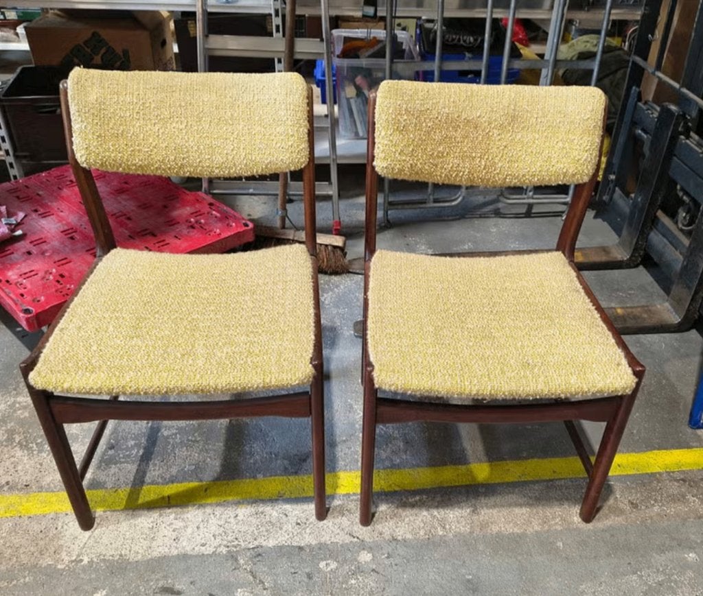2 Vintage Deens design palissander stoelen, Antiek en Kunst, Ophalen