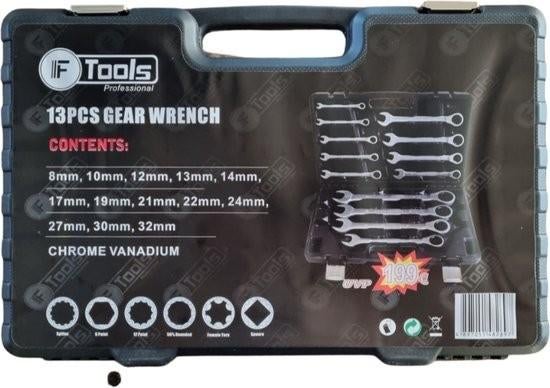 F-Tools Prof: 13-delige Ring-Ratel Steeksleutelset (8-32mm), Ophalen of Verzenden, Nieuw
