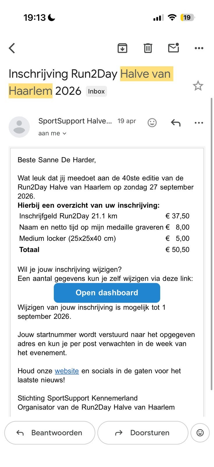 Startbewijs halve marathon van Haarlem, Eén persoon, Overige soorten