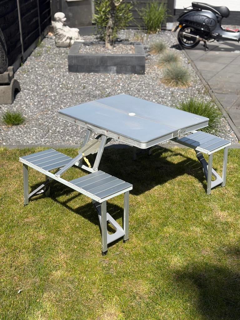 Bo-Camp kampeer picknicktafel 4 personen, Tuin en Terras, Picknicktafels, Zo goed als nieuw, Rechthoekig, Staal, Kinderpicknicktafel