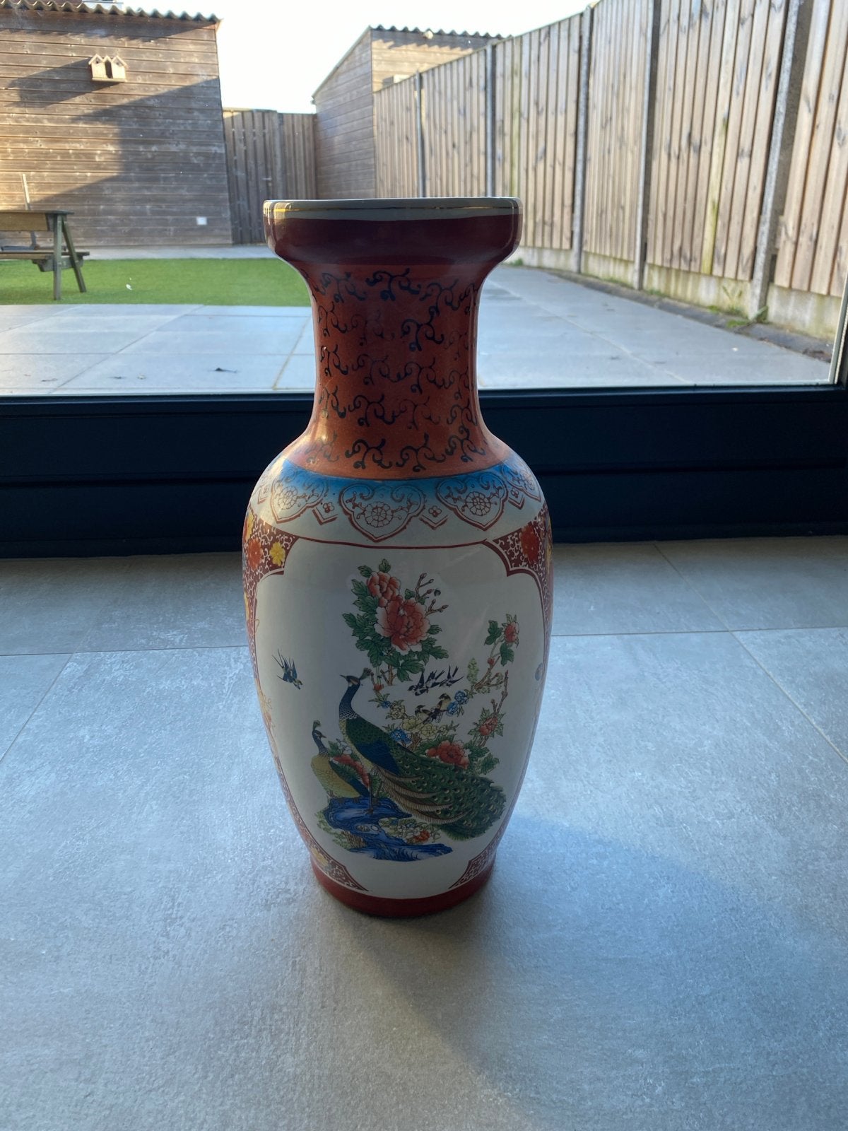 Prachtige Oosterse Vaas met Pauwen en Bloemen, Ophalen of Verzenden