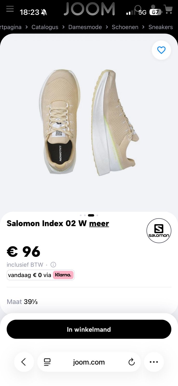 Salomon Index.02 sneakers - Zo goed als nieuw, Ophalen of Verzenden, Zo goed als nieuw, Overige kleuren, Sneakers of Gympen