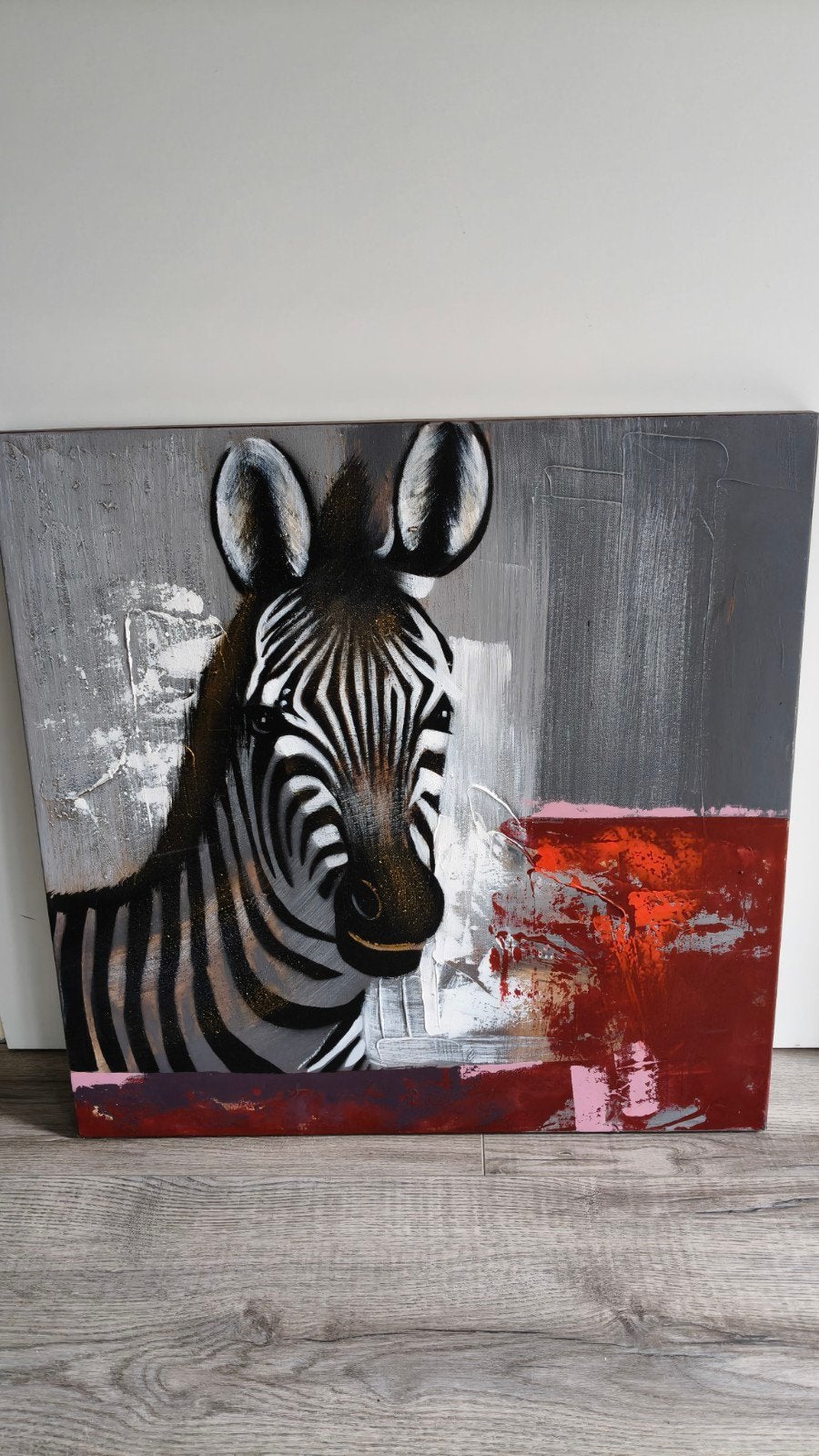 schilderij zebra paard, Ophalen of Verzenden, Zo goed als nieuw, 50 tot 75 cm, Schilderij