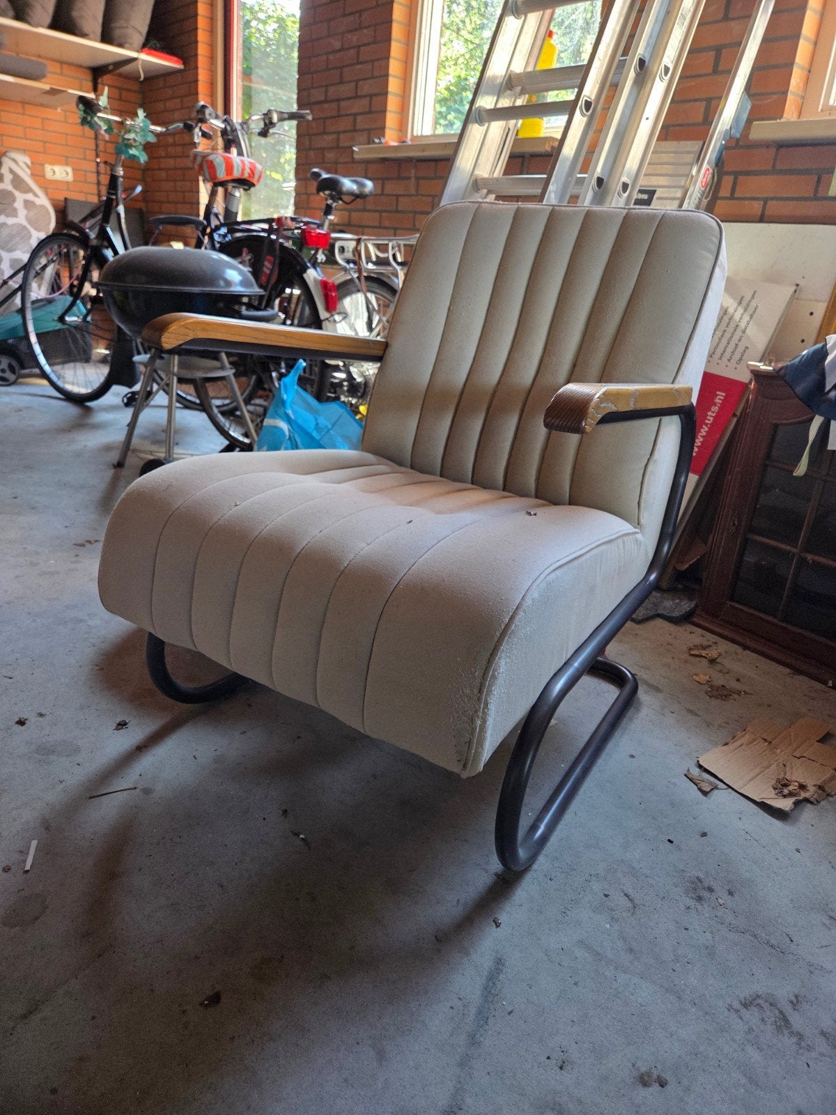Beige fauteuil, gratis, Ophalen, Gebruikt, Overige kleuren, Vintage, Retro