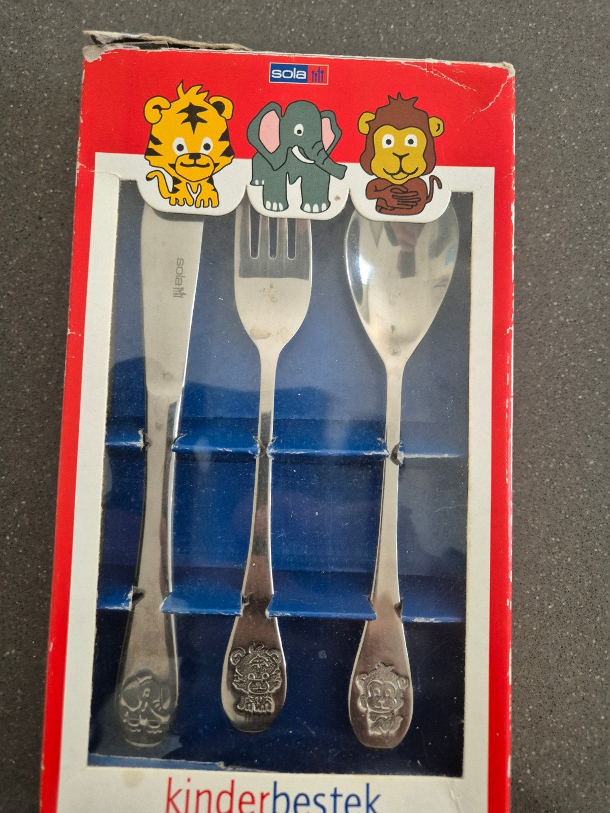 Sola kinderbestek 3-delig met leuke dierfiguren, Ophalen of Verzenden, Nieuw