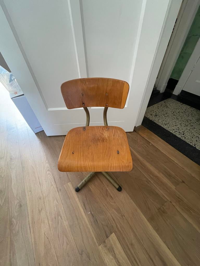 Vintage houten bureaustoel / bureaustoeltje / kind, Ophalen, Gebruikt, Bruin, Vintage, retro, antiek