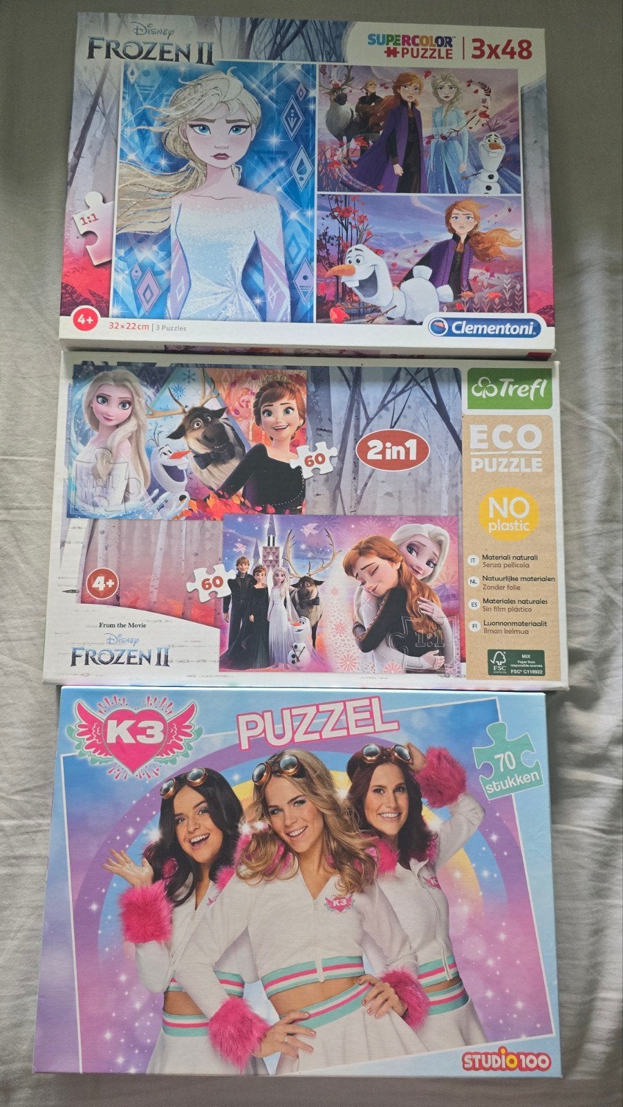3 Dozen Puzzels: Disney Frozen II & K3, Ophalen, Zo goed als nieuw