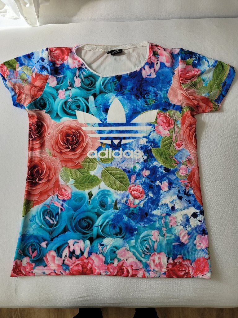 Prachtig Adidas bloemen sport shirt, Maat 46/48 (XL) of groter, Ophalen of Verzenden, Meerkleurig, Adidas