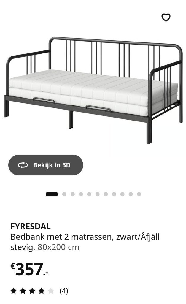 Bedbank / uitschuifbaar bed, Ophalen, Verstelbaar, Eenpersoons, Zwart