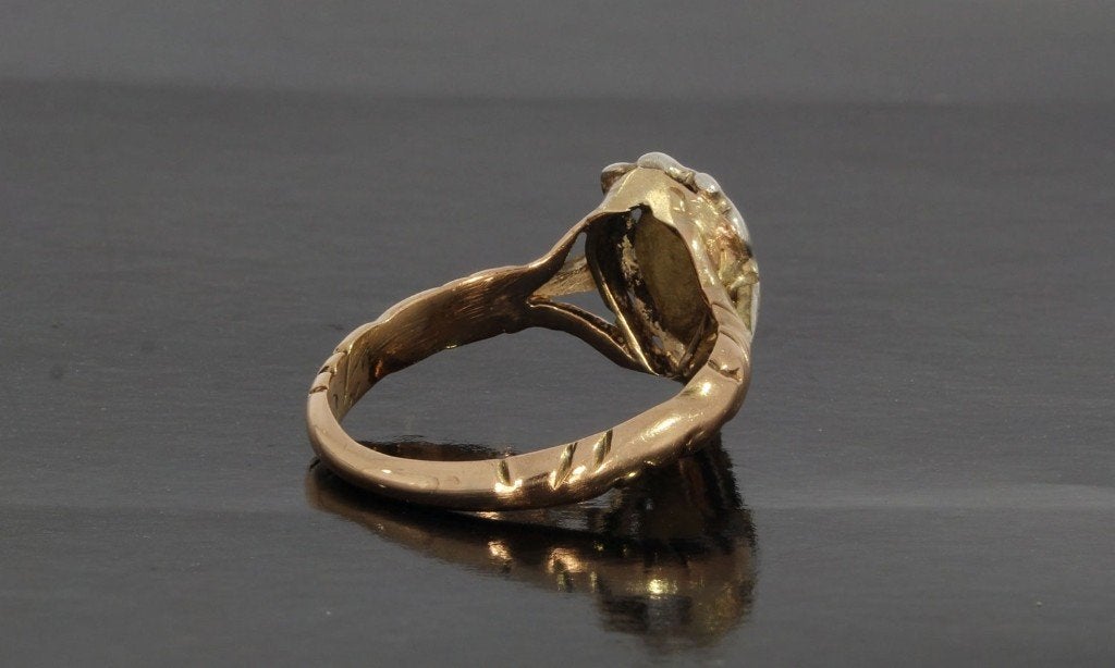 Diamant antieke ring 14k goud dames peer geslepen fraai, Ophalen of Verzenden, Goud, Ring, Met edelsteen