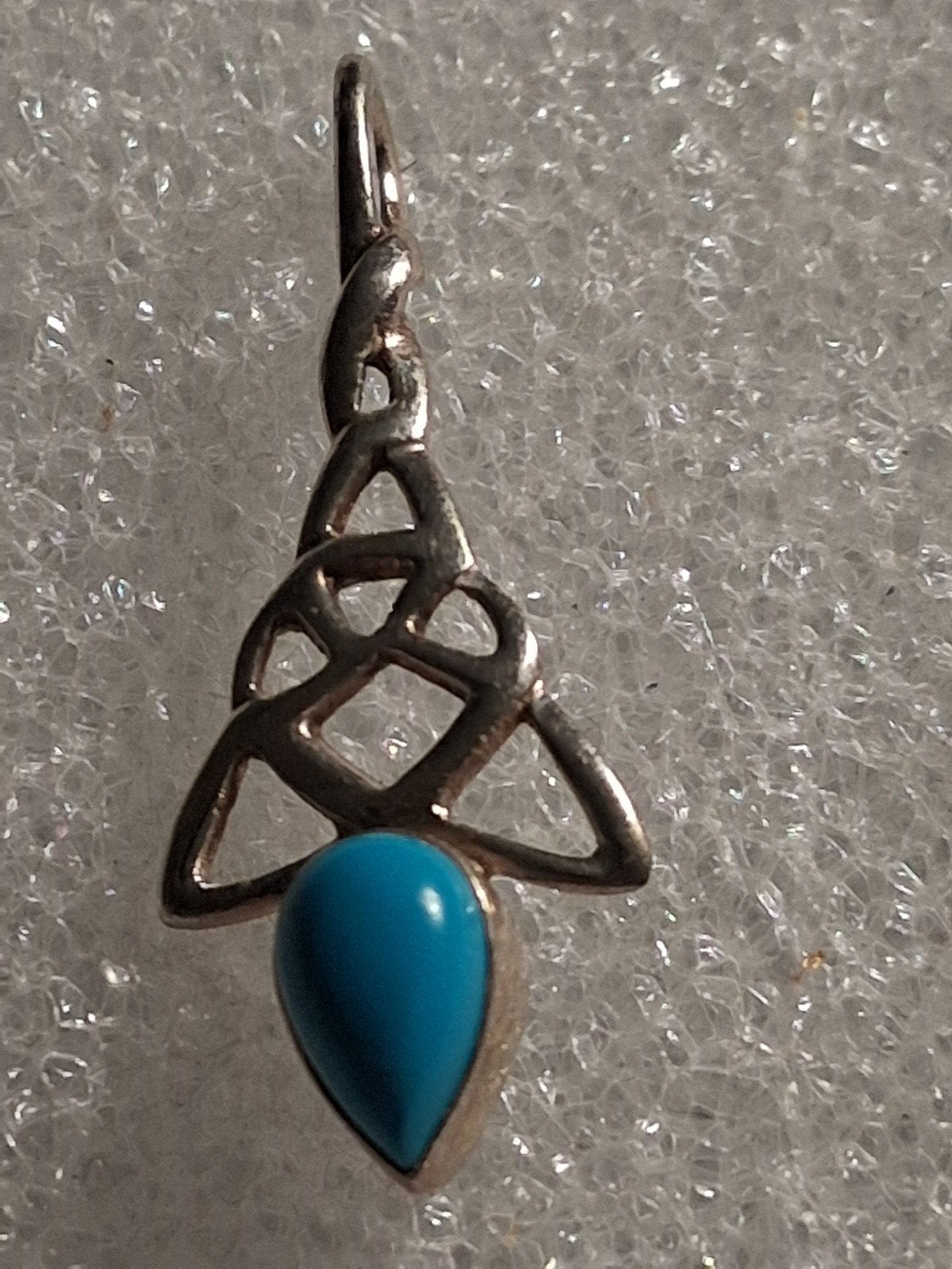 Zilveren hanger met Turkoois steen-- afmeting 4 cm, Ophalen of Verzenden, Nieuw, Blauw, Zilver