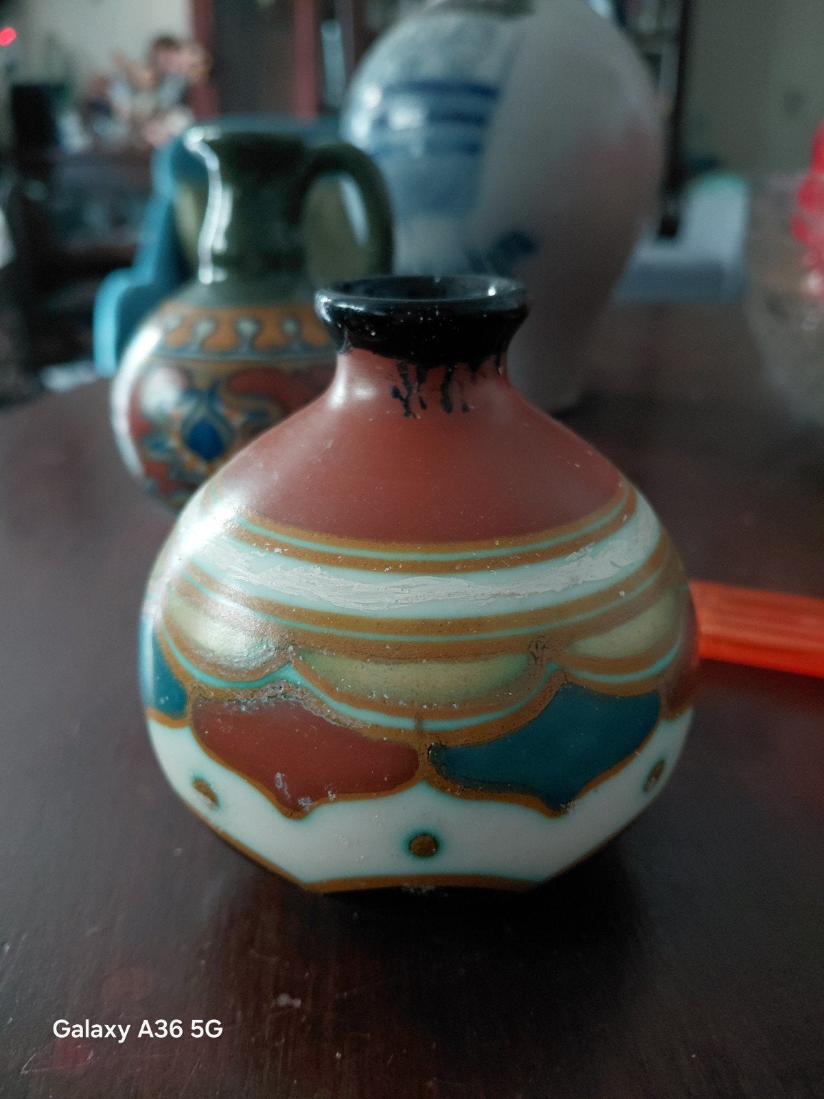 Vintage handgeschilderde vaas, gesigneerd 'Zanetti Sowda', Ophalen of Verzenden