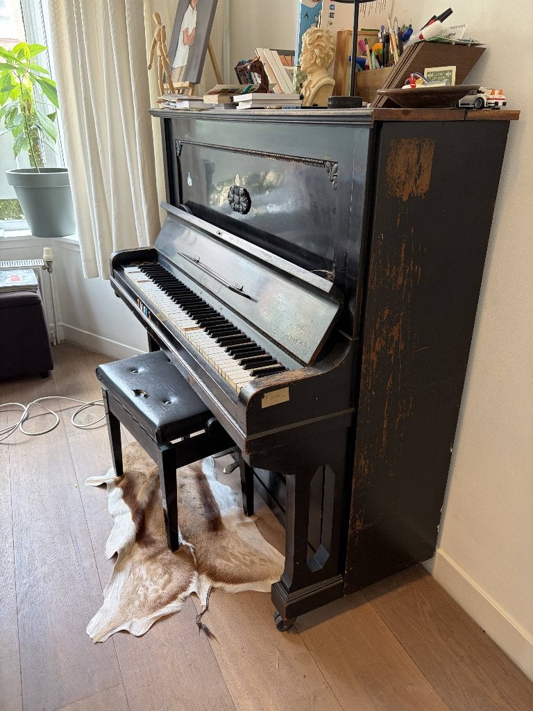 piano met pianokruk, Muziek en Instrumenten, Ophalen, Gebruikt, Zwart, Piano