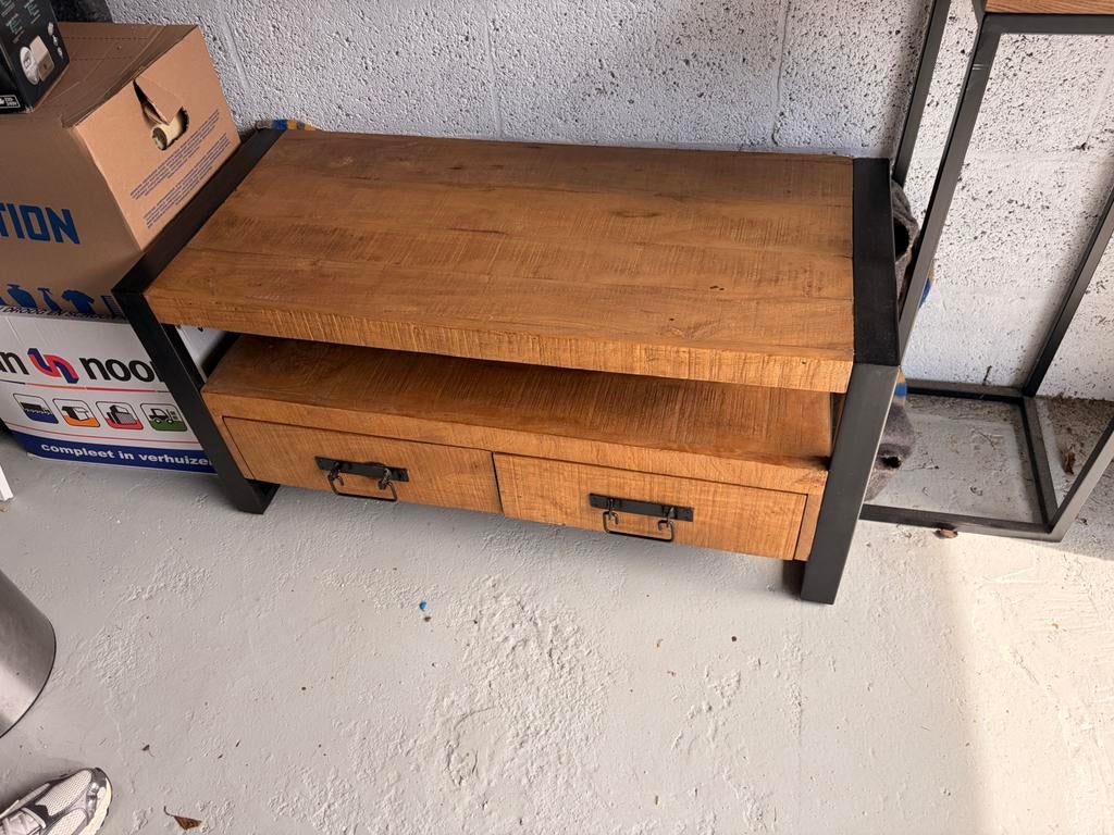 Mango houten tv meubel, Ophalen, 100 tot 150 cm, Zo goed als nieuw, Minder dan 100 cm