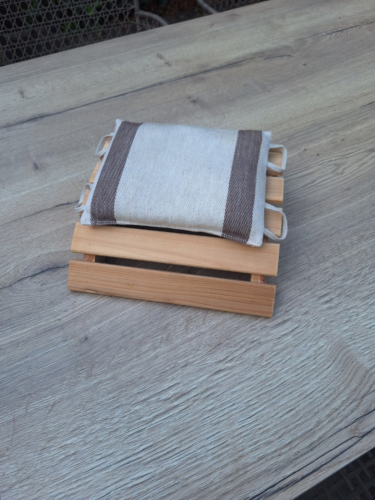Houten sauna kussen, Sport en Fitness, Ophalen, Zo goed als nieuw, Toebehoren