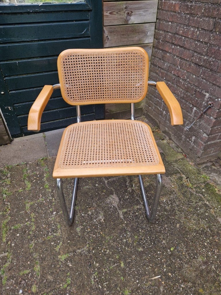 Cesca stoel Webbing/breuer armleuningen, Huis en Inrichting, Stoelen, Ophalen, Gebruikt, Overige kleuren, Vintage, cesca, webbing, breuer