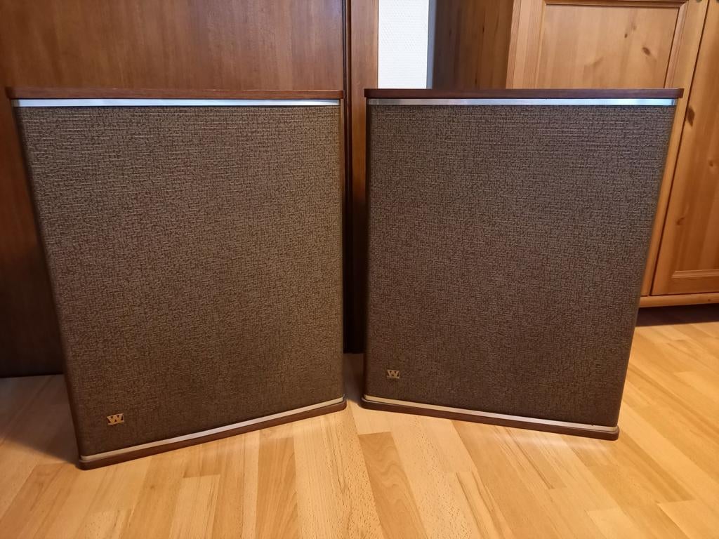 Wharfdale dalesman jaren 60/70 luidsprekers vintage., Audio, Tv en Foto, Luidsprekers, Zo goed als nieuw, Minder dan 60 watt, Front, Rear of Stereo speakers