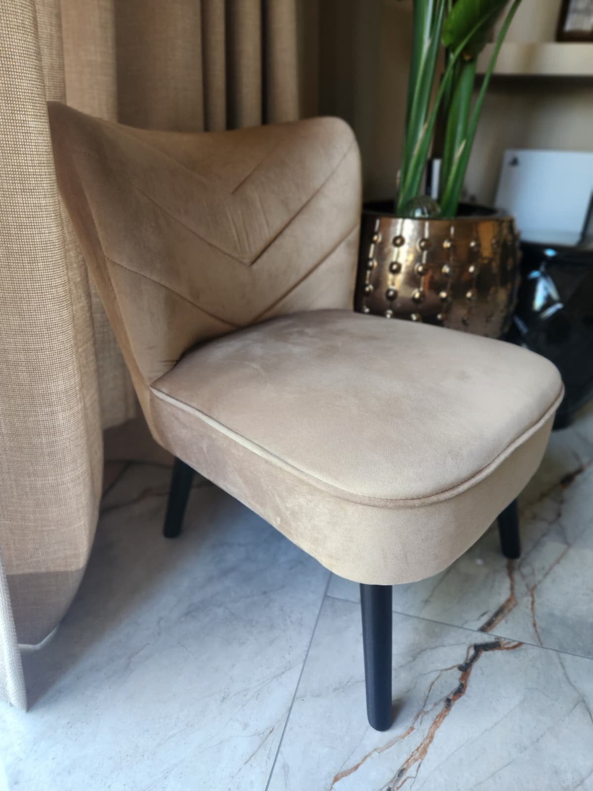 Velvet Fauteuil Champagne, Ophalen, Eenpersoons, Minder dan 75 cm, Velvet