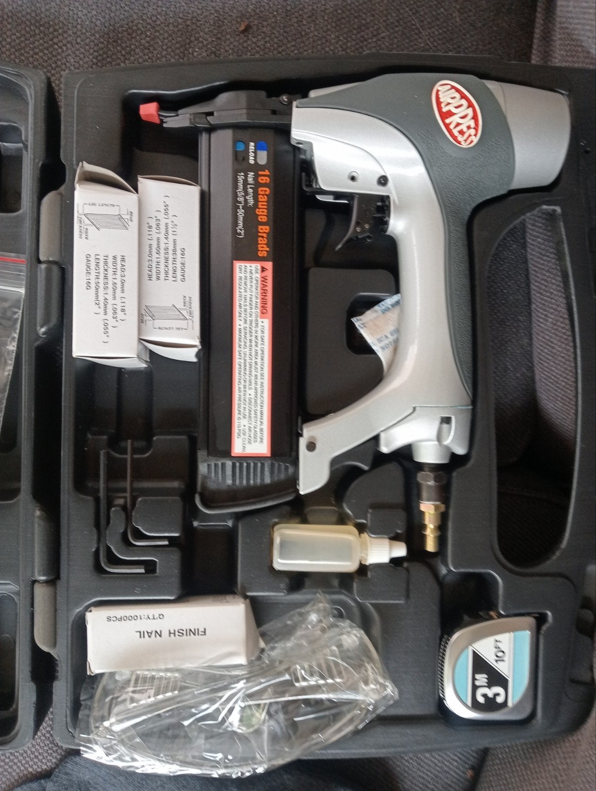 Airpress 16 Gauge Brads tacker met toebehoren, Ophalen of Verzenden, Nieuw