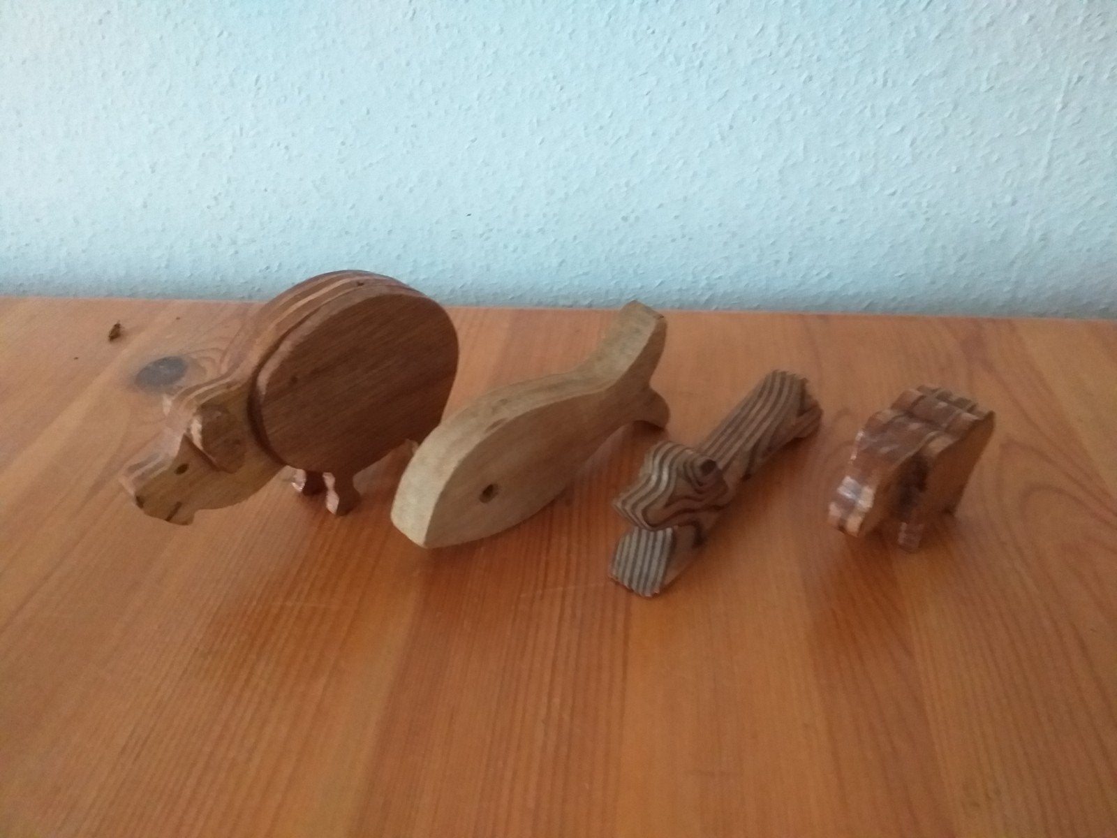 Houten schaapje,  hondje, visje en varken samen 3 euro, Ophalen of Verzenden, Gebruikt