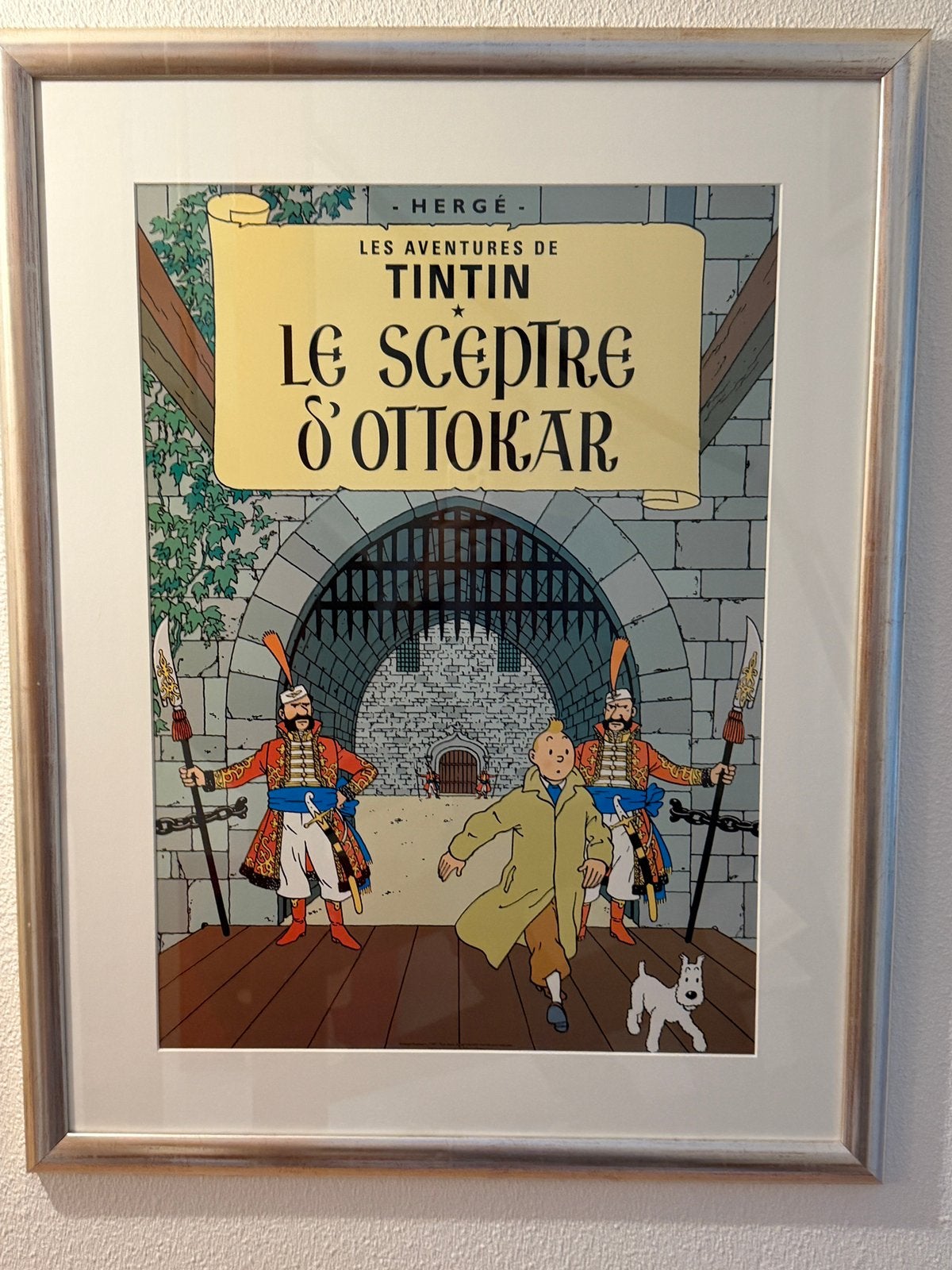 Kuifje poster, professioneel ingelijst met glas., Eén stripboek, Ophalen, Zo goed als nieuw