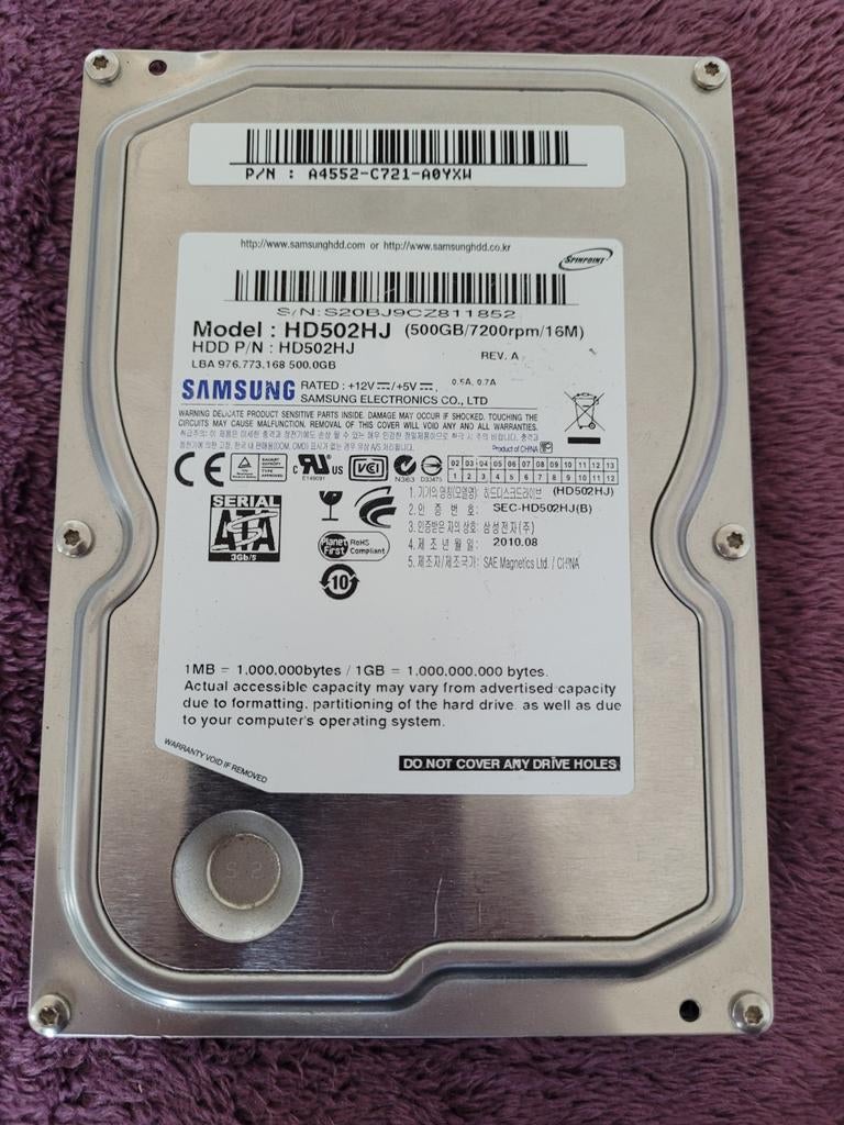 Samsung HD502HJ 500GB HDD, Computers en Software, Harde schijven, Desktop, Ophalen of Verzenden
