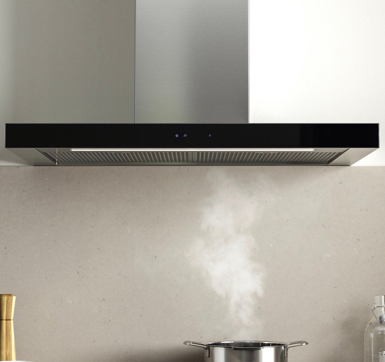 IKEA KULINARISK afzuigkap 90 cm – RVS/glas, Ophalen, Zo goed als nieuw, Vrijstaand, Wandschouwkap