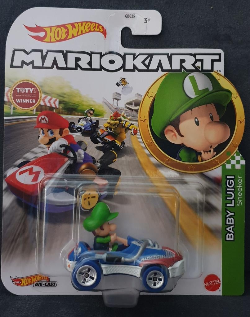 Mariokart "Baby Luigi, Sneeker" Hot Wheels 1:64, Christian@diecastcompany.nl, Auto, Diecast Company, Nieuw