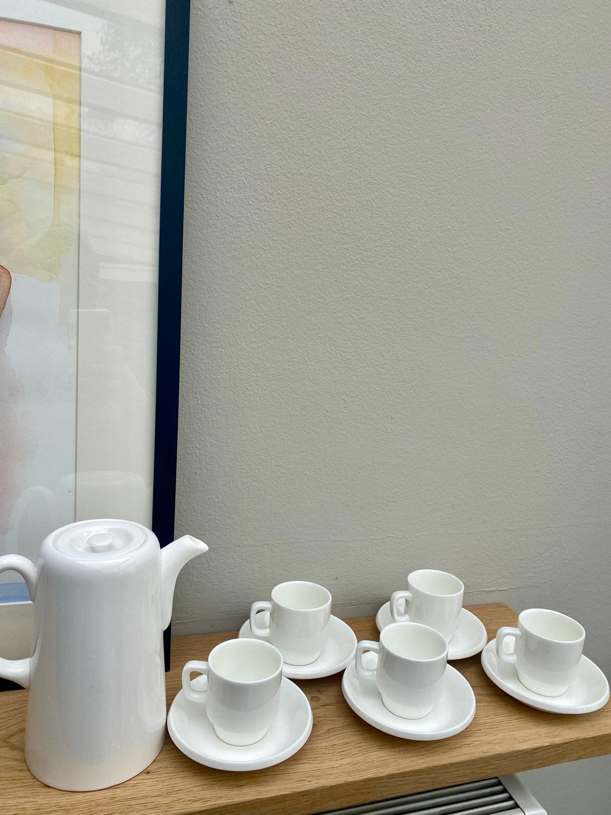 Wedgwood servies: koffiepot en 5 espresso kopjes, Ophalen of Verzenden, Zo goed als nieuw, Wedgwood, Kop(pen) en/of Schotel(s)