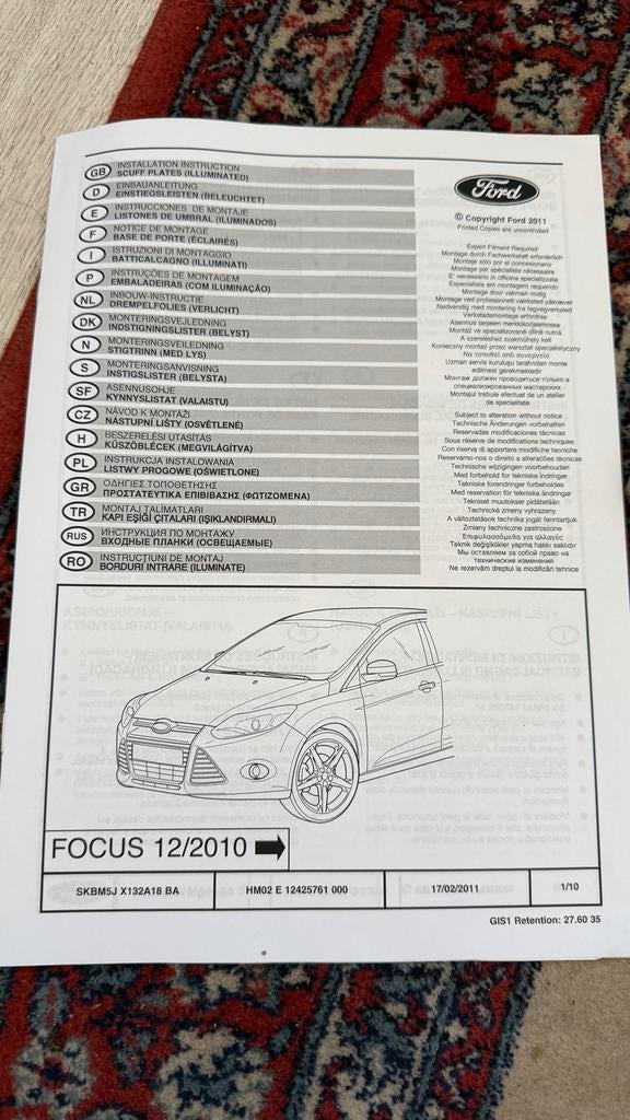 Nieuwe originele Ford Focus dorpelverlichting (verlicht), Ophalen of Verzenden, Nieuw, Ford