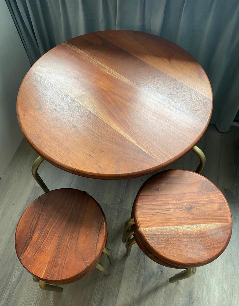 Kinder speelhoek tafel met 5 krukjes - Massief hout, Ophalen of Verzenden, Gebruikt, Tafel(s) en Stoel(en)