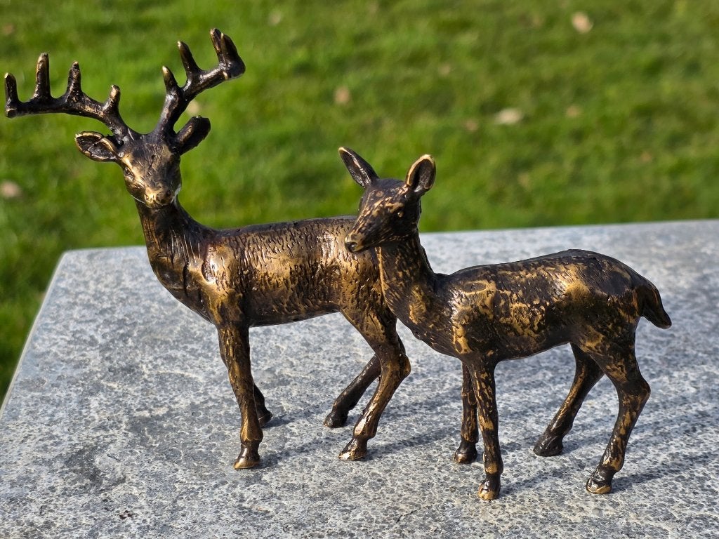 Setje HERTJES / bronzen beeld, Ophalen of Verzenden, Hert, Beeldje of Figuurtje