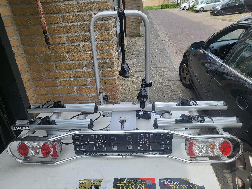 Fietsendrager Eufab alminium  voor 2 fiers, Ophalen of Verzenden, Zo goed als nieuw, Trekhaakdrager