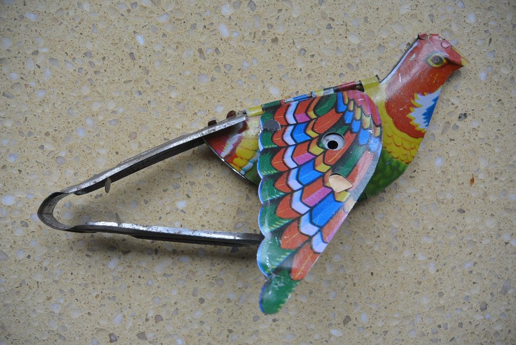 Retro vintage Antiek knijpvogeltje vogel, Ophalen of Verzenden