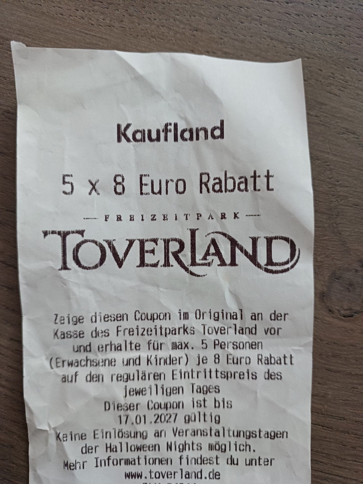 pretpark / attractiepark Toverland kortingsbon, Tickets en Kaartjes, Drie personen of meer, Kortingskaart