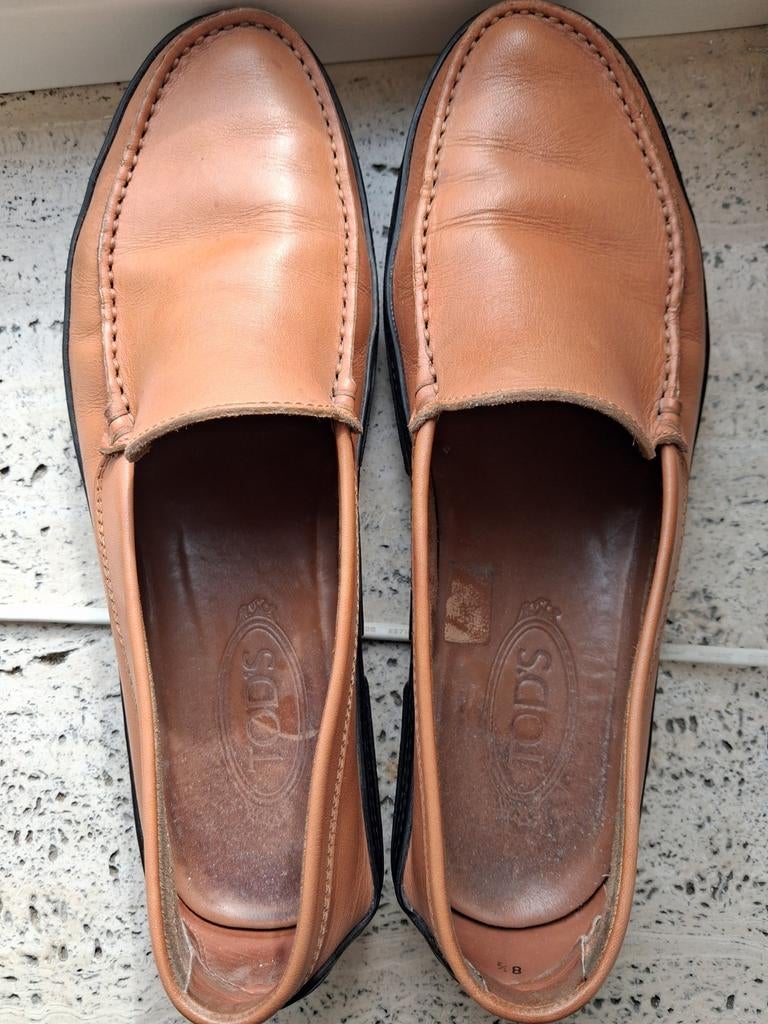 TOD'S ,mocassins, loafers,maat 8,5 leer, camel kleur, Verzenden, Bruin