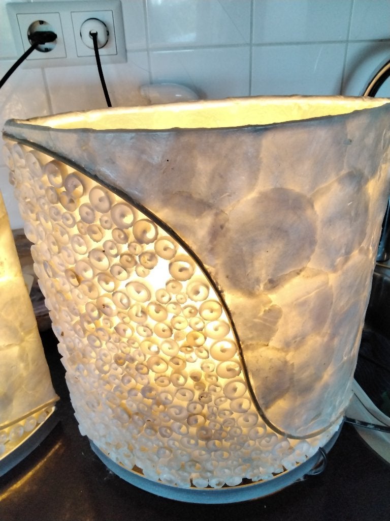 Unieke tafellamp met schelpen en natuurlijke materialen, Beige, 30 cm, Natuurlijk materiaal, Handgemaakt