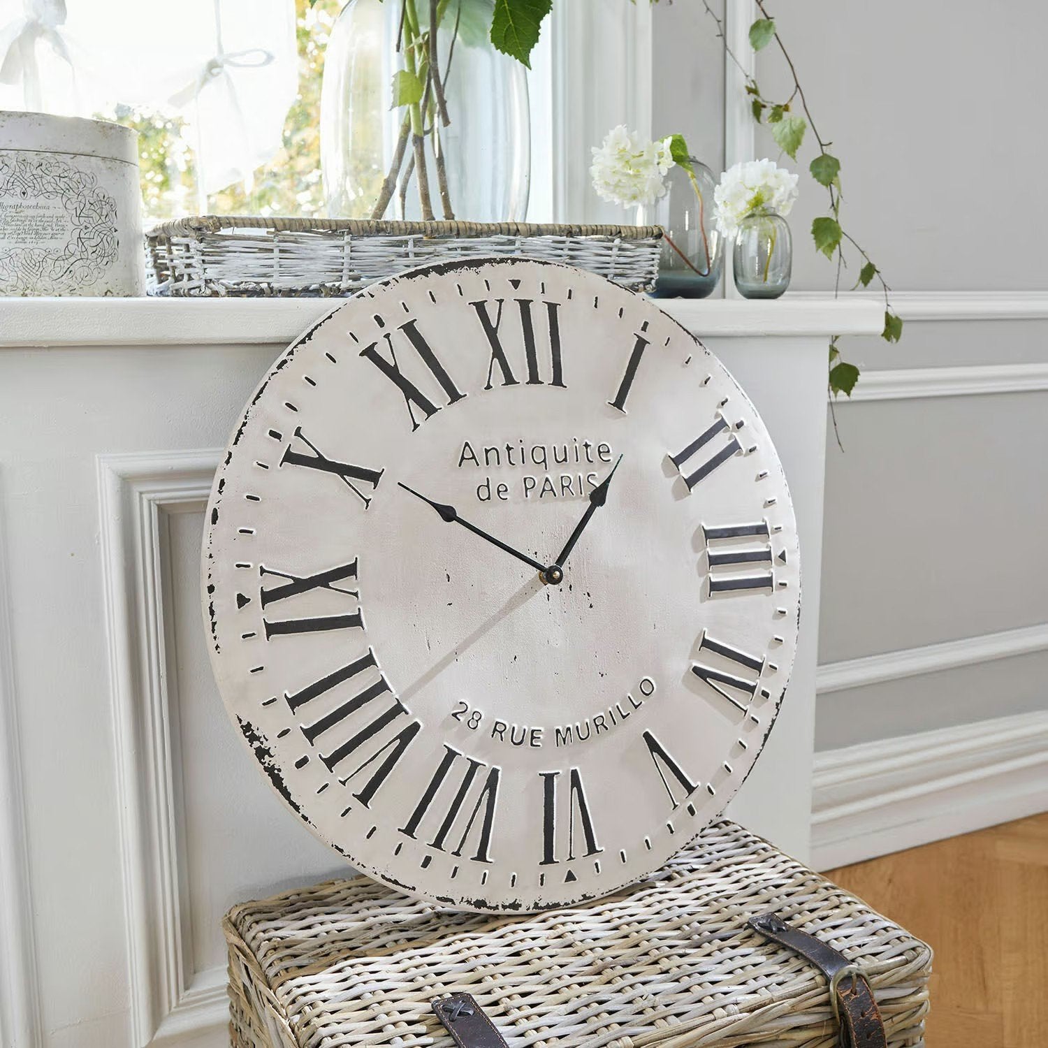 Wandklok landelijk, merk Loberon, 57 cm, nieuw, Huis en Inrichting, Woonaccessoires | Klokken, Ophalen, Nieuw, Analoog, Wandklok