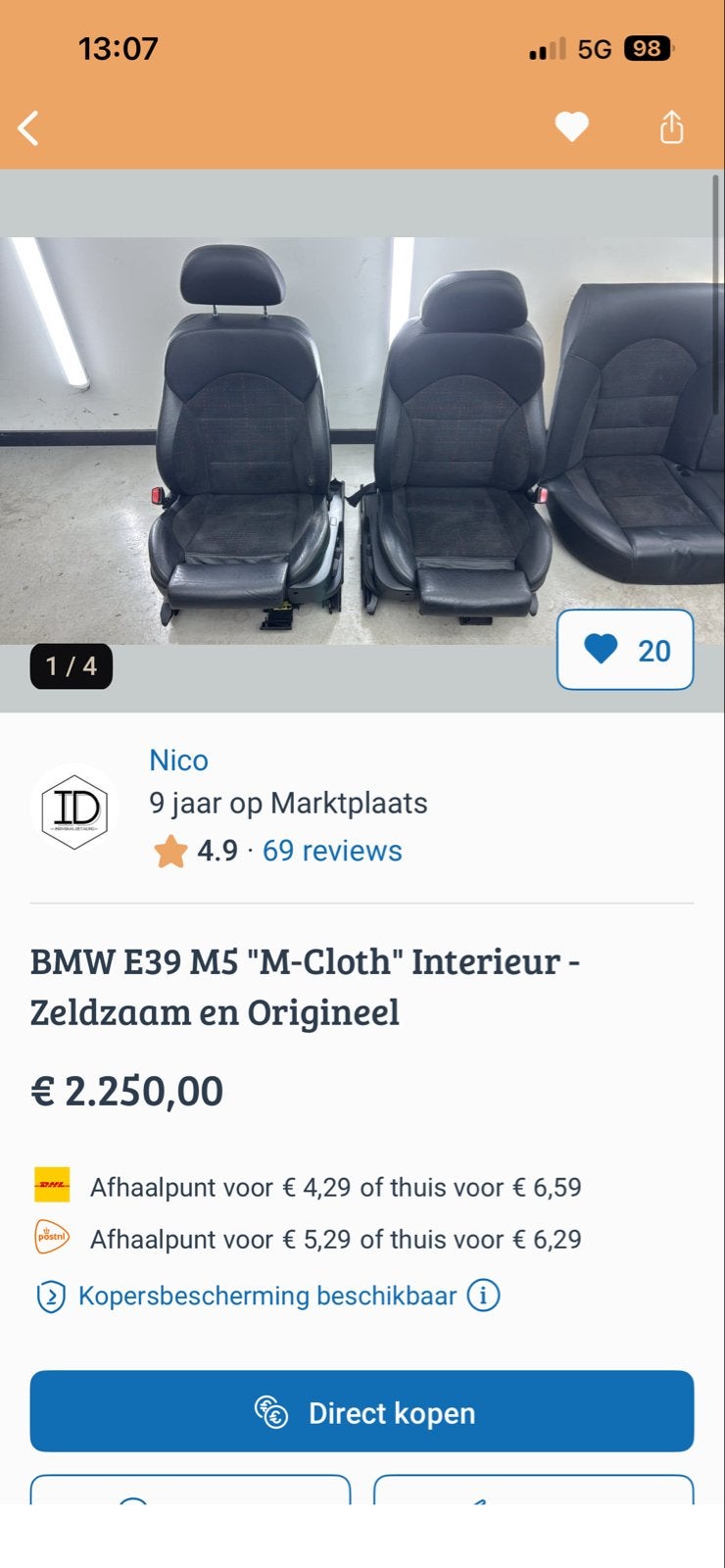 OPLICHTER ACTIEF: BMW E39 M5 interieur stoelen - NIET KOPEN!, Ophalen of Verzenden, Gebruikt, BMW