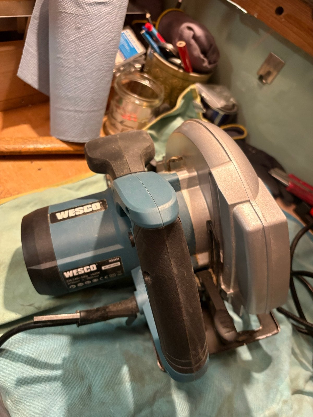 Wesco Cirkelzaag WS3434 - 1400W, 185mm zaagblad, Ophalen, Gebruikt, Cirkelzaag, 70 mm of meer