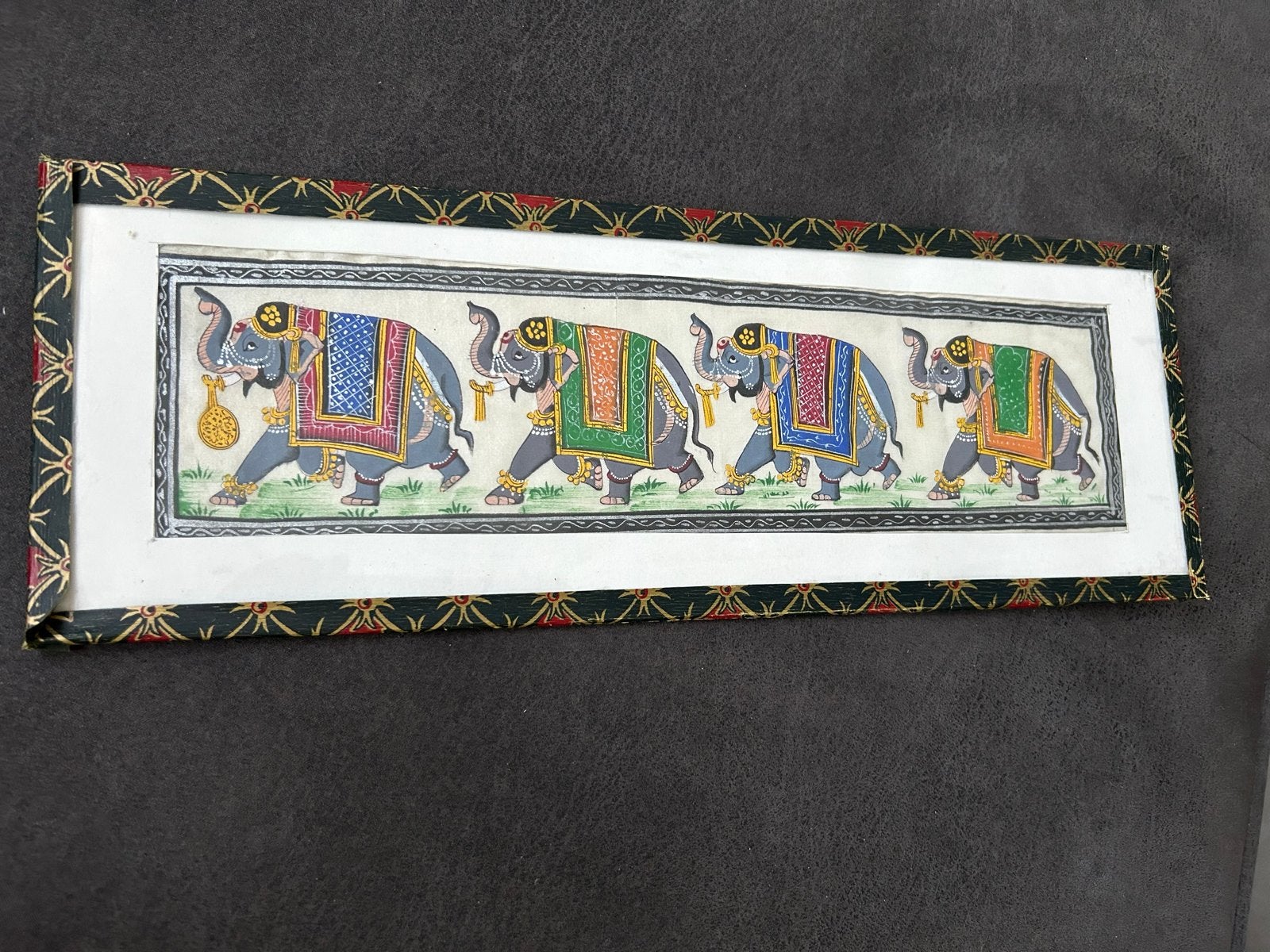Handgeschilderde Indiase olifanten parade - Souvenir India, Ophalen of Verzenden