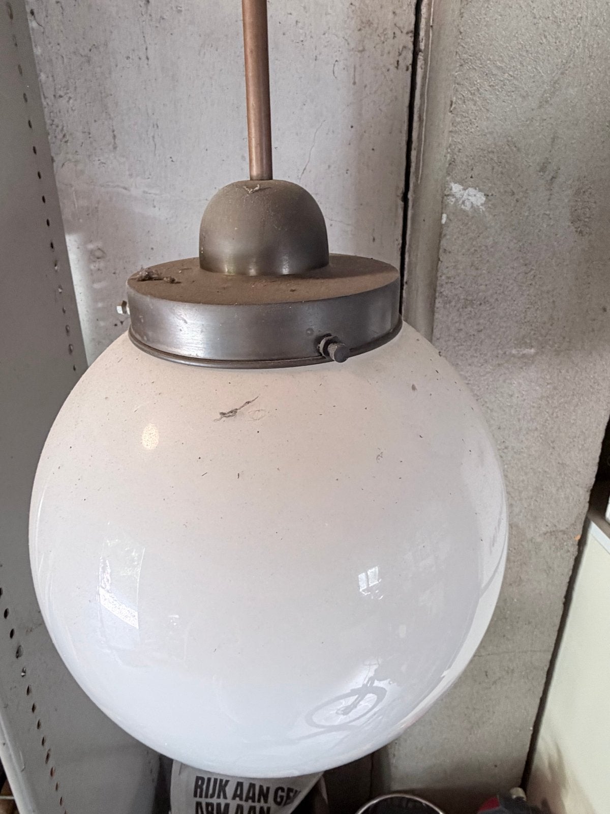 Vintage Bollamp - Klassieke Schoollamp Stijl, Antiek en Kunst, Ophalen