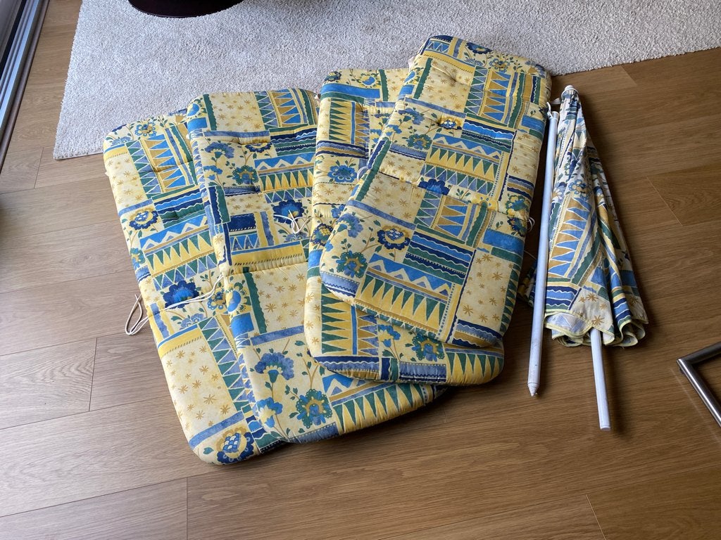 Tuinstoeldekken met parasol, Ophalen, Zo goed als nieuw