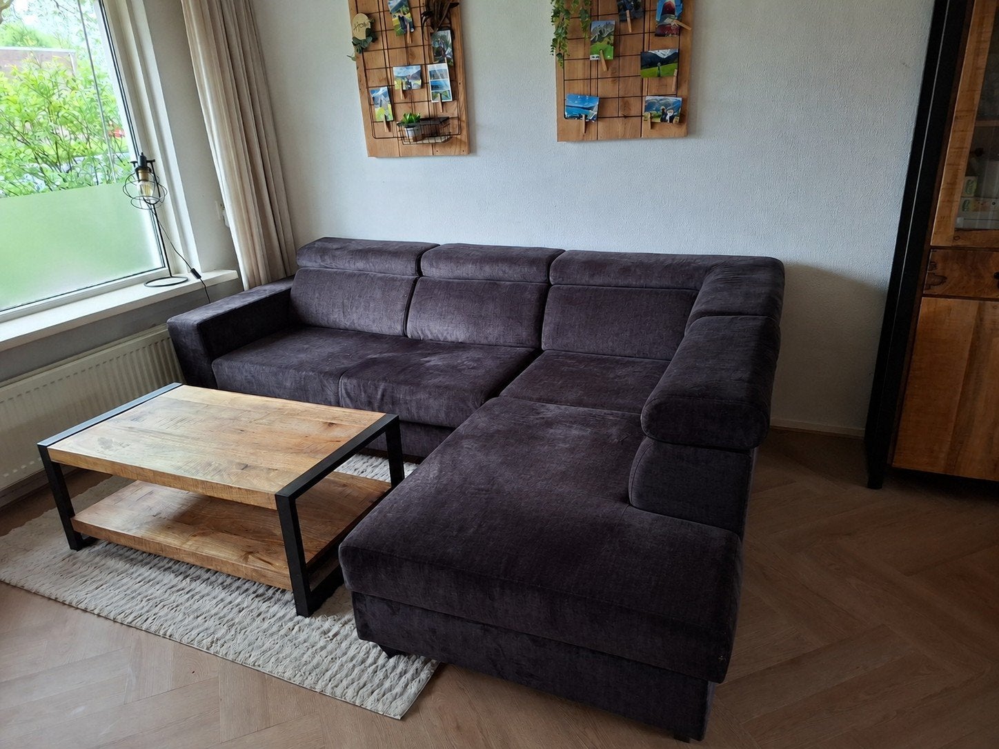 Nette hoekbank zwart 265 x 200 cm, Huis en Inrichting, Banken | Bankstellen, 250 tot 300 cm, Hoekbank, Ophalen of Verzenden, Zo goed als nieuw