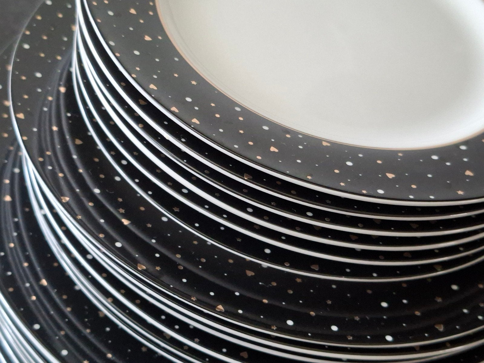 Servies Dutch Rose loft zwart/ wit glitter, Huis en Inrichting, Keuken | Servies, Ophalen, Overige merken, Nieuw, Bord(en)