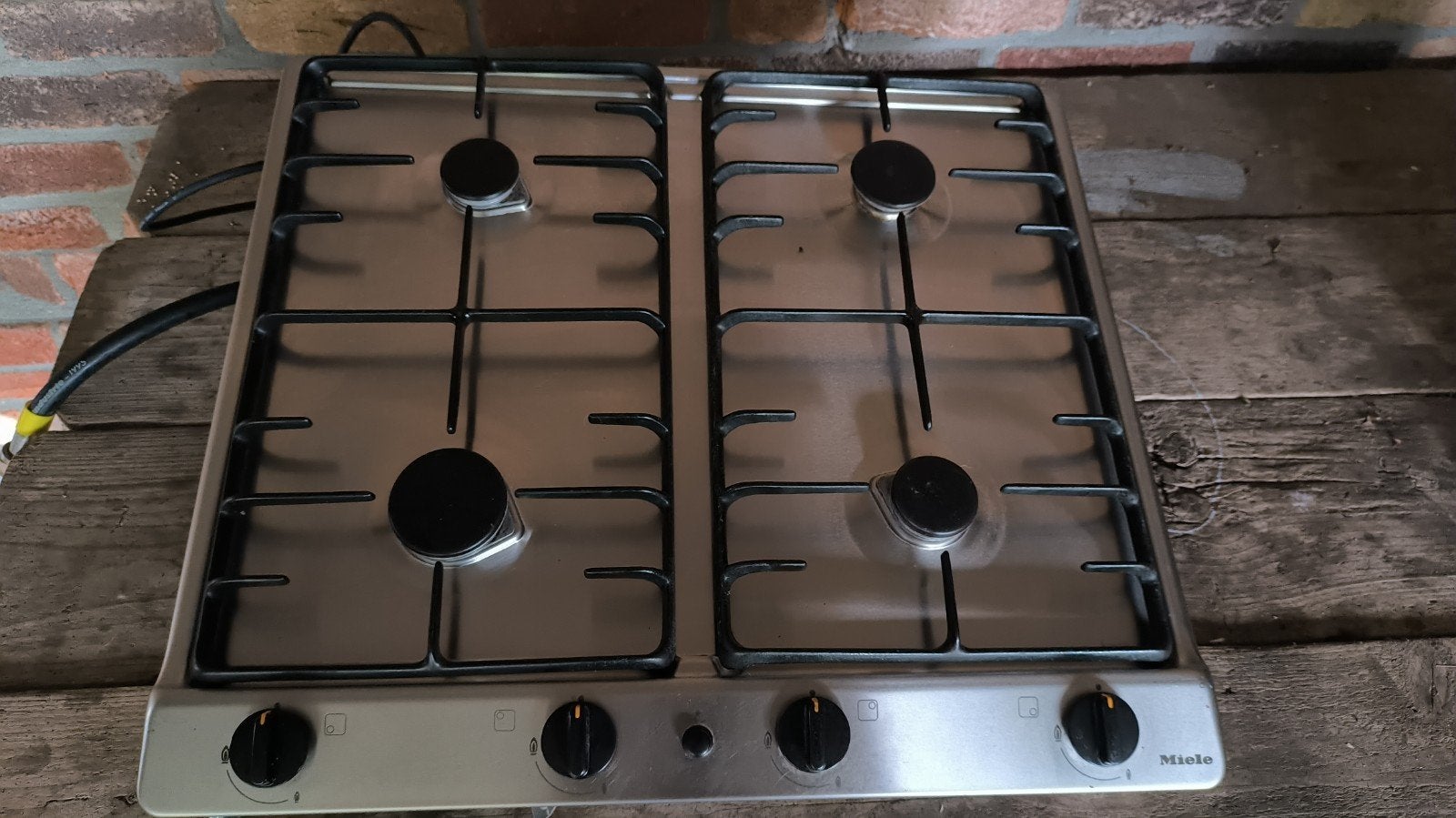Miele KM300G RVS inbouw Gasstel 4 Pits, Witgoed en Apparatuur, Ophalen, 4 kookzones, Zo goed als nieuw, Inbouw