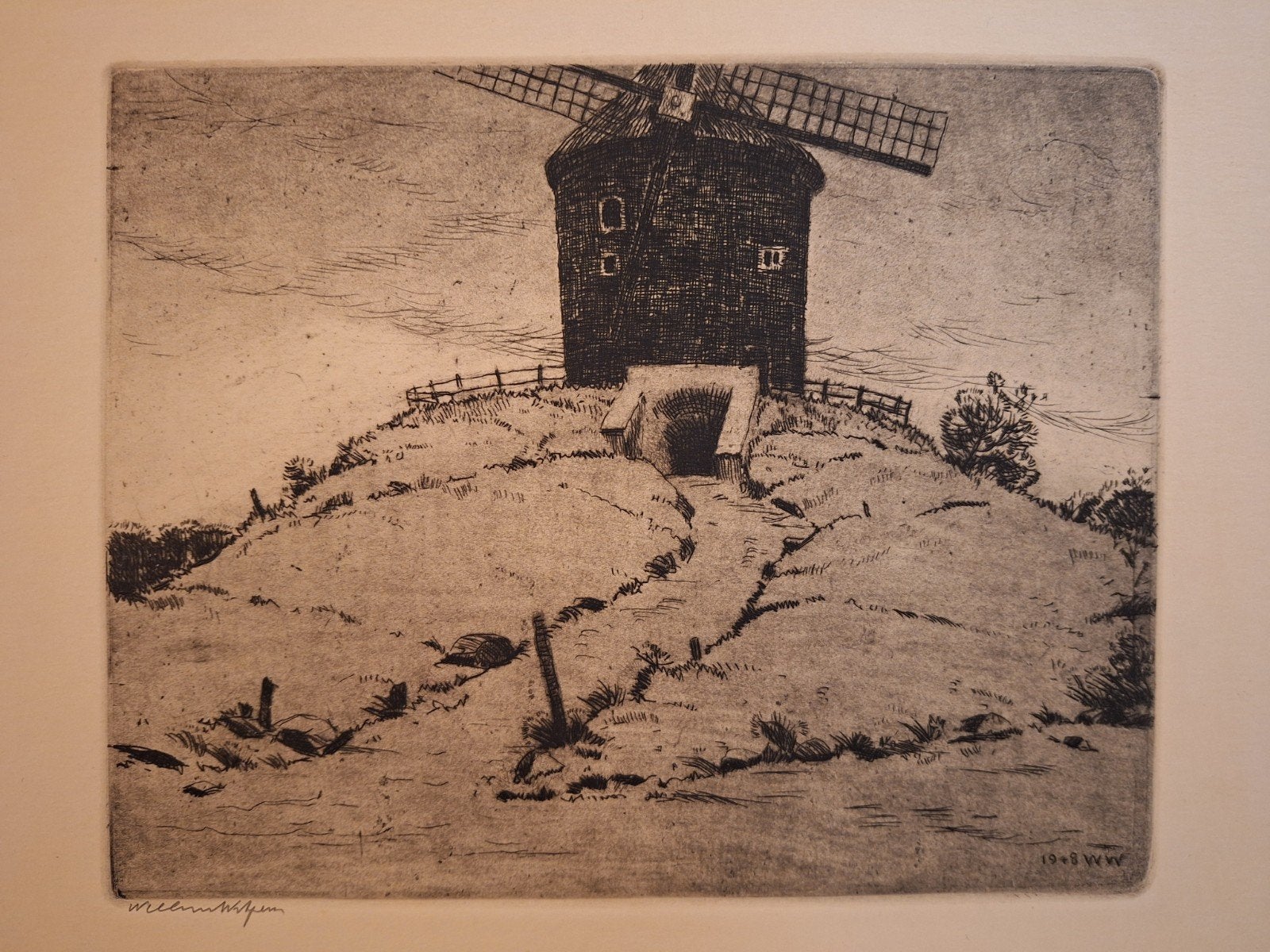 Ets Molen van Willem Witjens, Antiek en Kunst, Ophalen of Verzenden