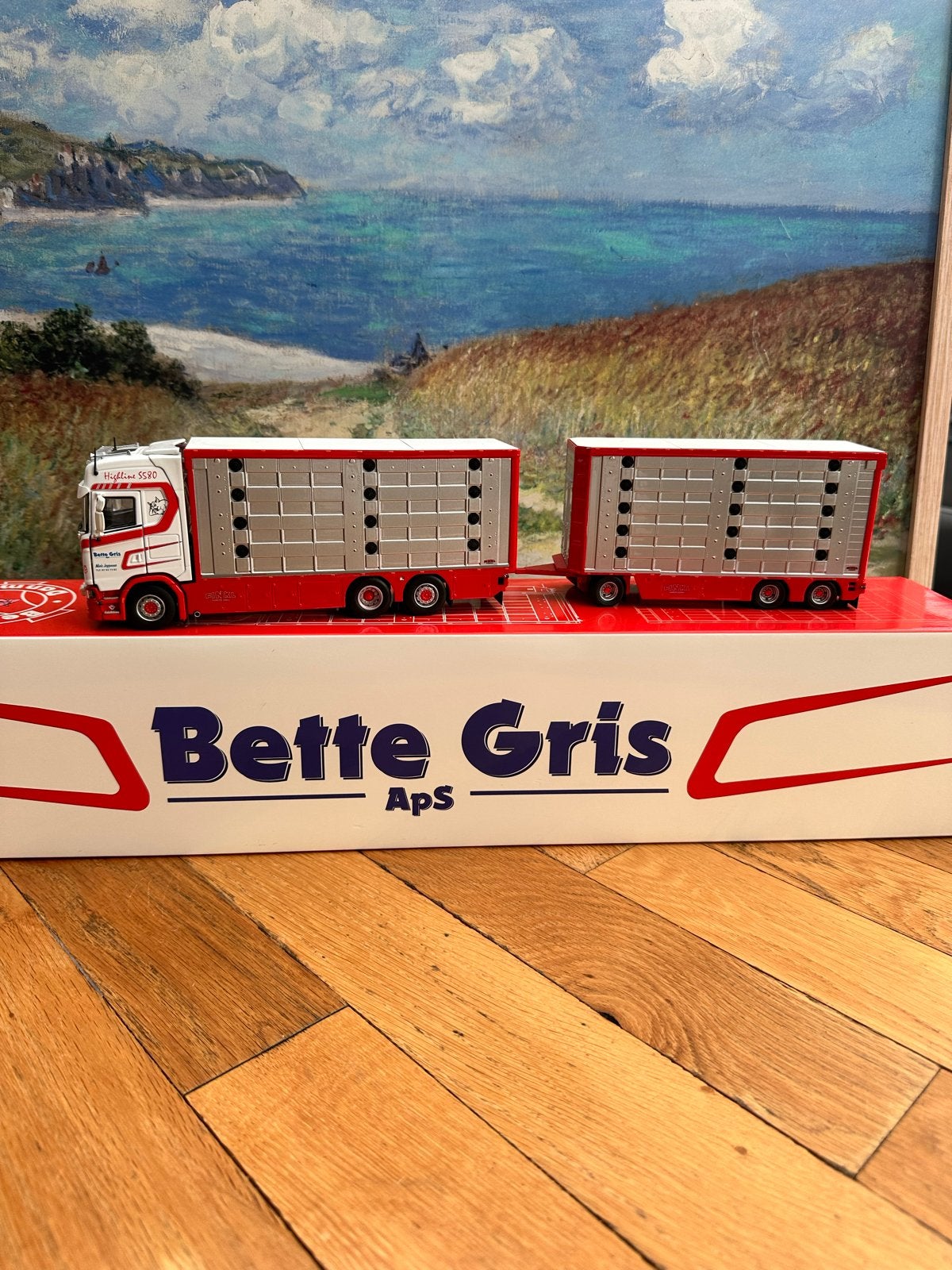 Scania Bette Gris Aps model vrachtwagen met aanhanger, Hobby en Vrije tijd, Overige merken, 1:50 of kleiner, Ophalen of Verzenden